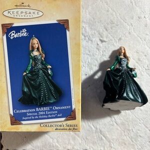 Hallmark celebration Barbie Ornament in Emerald Green 2004 edition